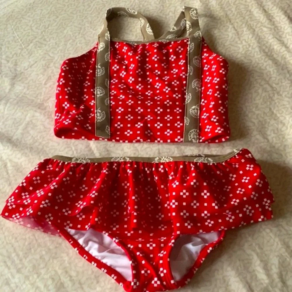 Hanna Andersson Red Floral Kids Bikini in size 110 cm/5